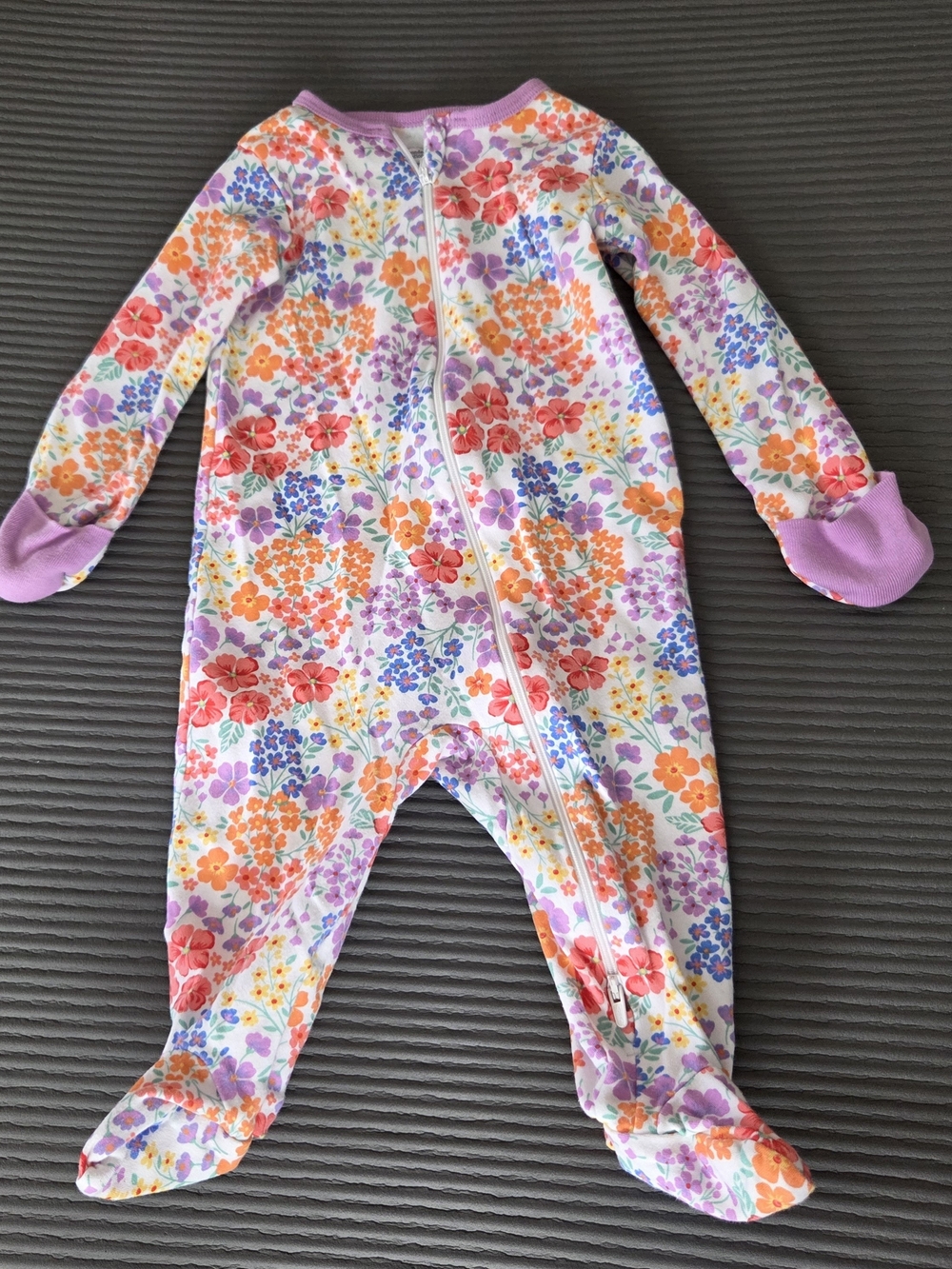 Wonder Nation Baby Floral sleepwear 6-9 M Zip, Longsleeve, Cotton